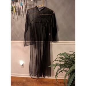 Vintage MISTEE black sheer robe small